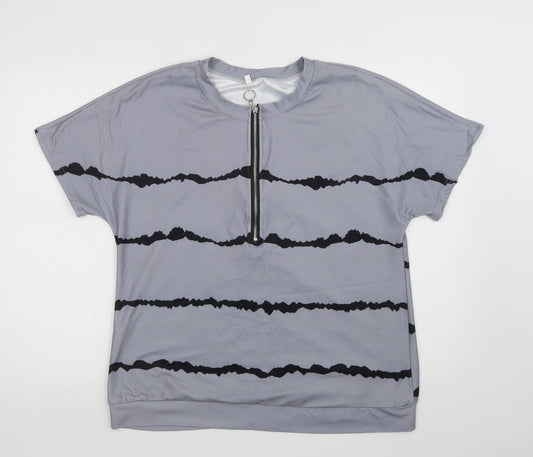 Womens UK Size L Preworn Grey Basic Blouse