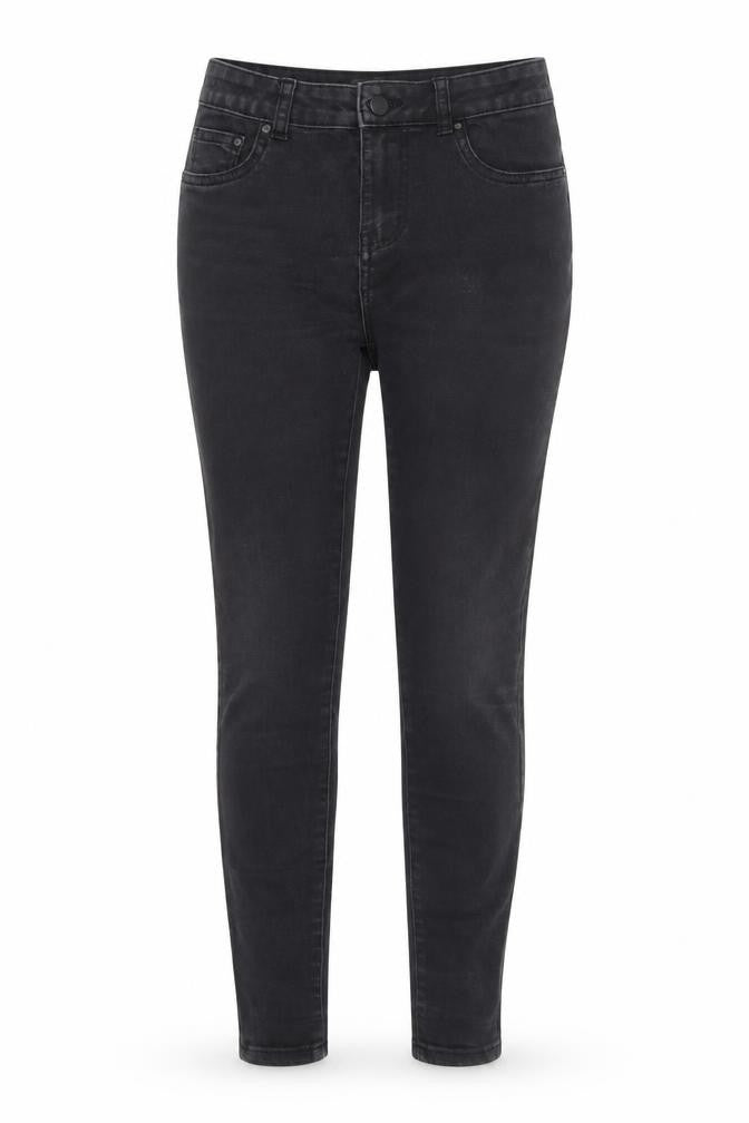 Front view of Primark women’s black cotton skinny jeans, size UK 8, 30-inch leg regular button
