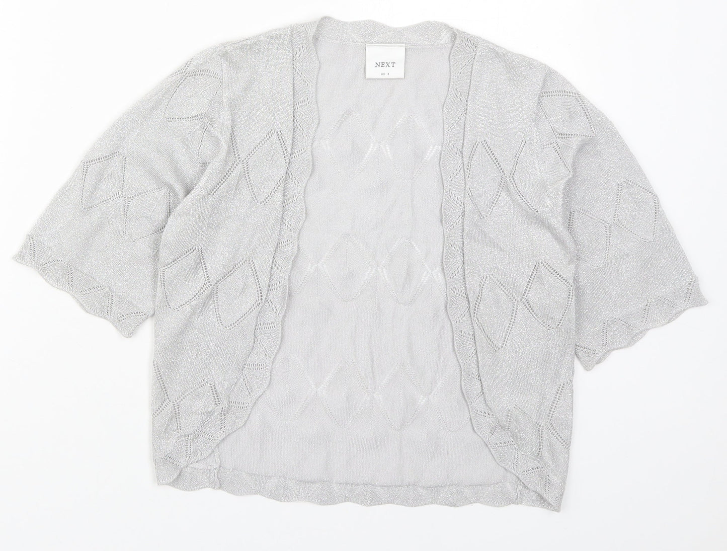 Womens UK Size 8 NEXT Silver Cardigan Jumper
