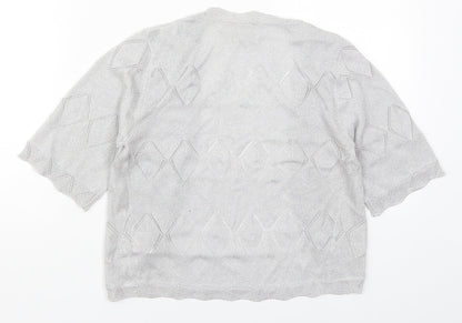 Womens UK Size 8 NEXT Silver Cardigan Jumper
