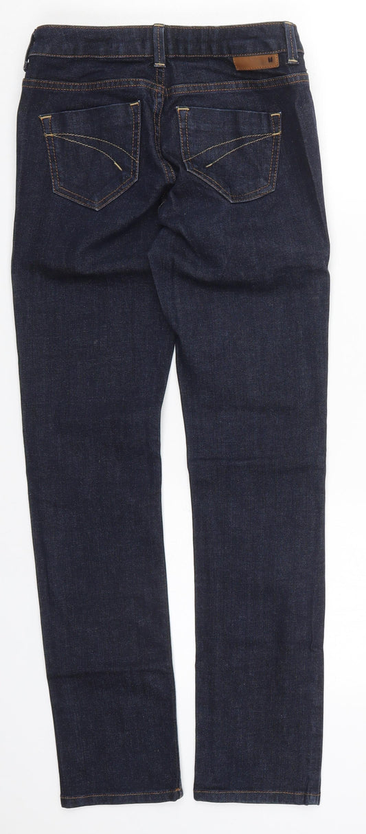 Topshop Womens Blue  Cotton Skinny Jeans Size 24 in L29 in Regular Button