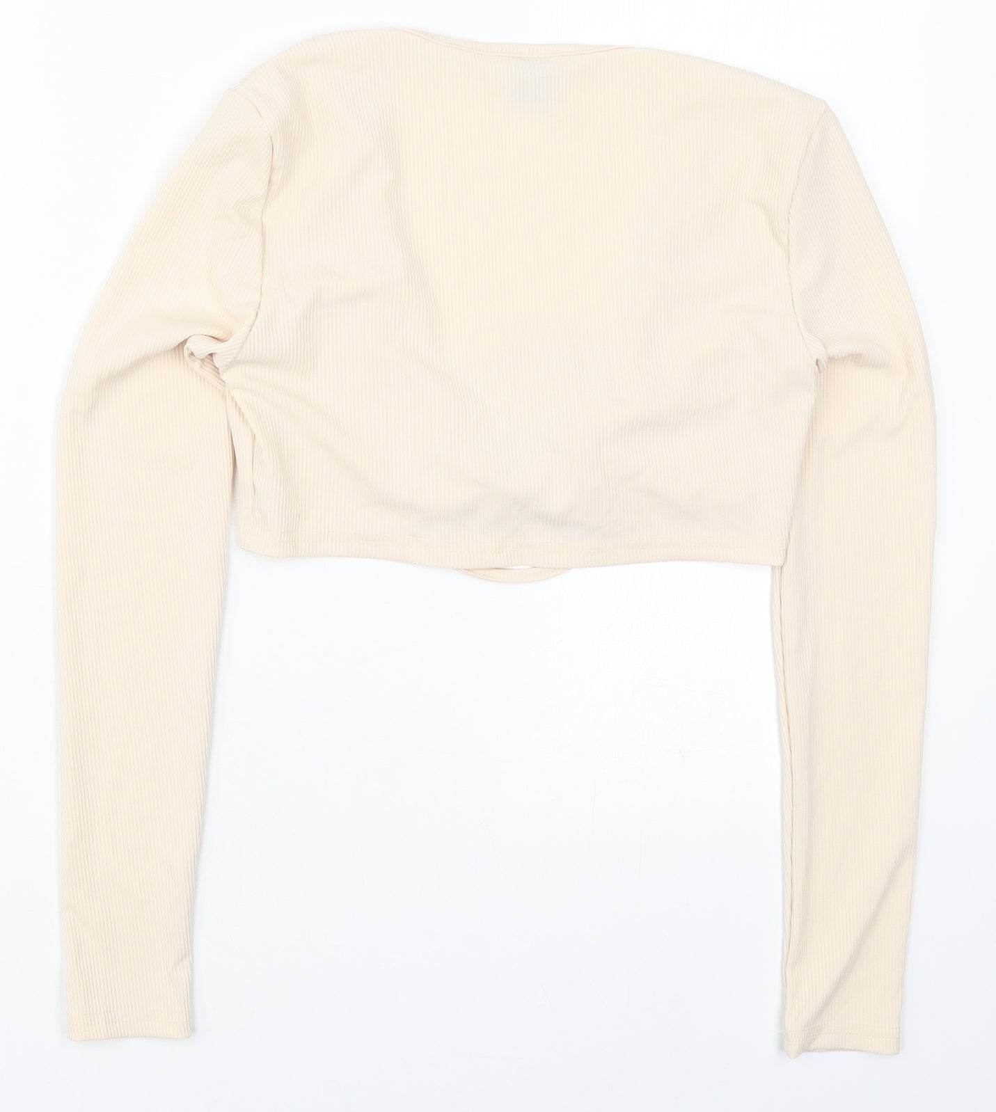 SheIn Womens Beige Round Neck  Polyester Cardigan Jumper Size S