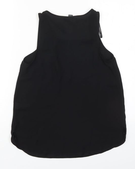 Primark Womens Black  Polyester Basic Tank Size 6 Round Neck