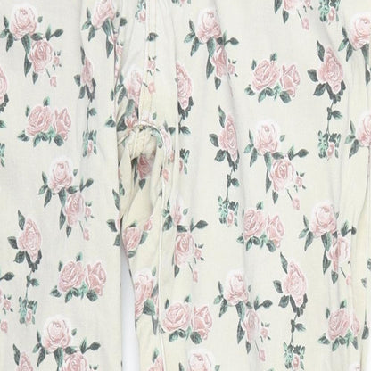 B You Womens Beige Floral Cotton Skinny Jeans Size 14 L28 in Regular Button