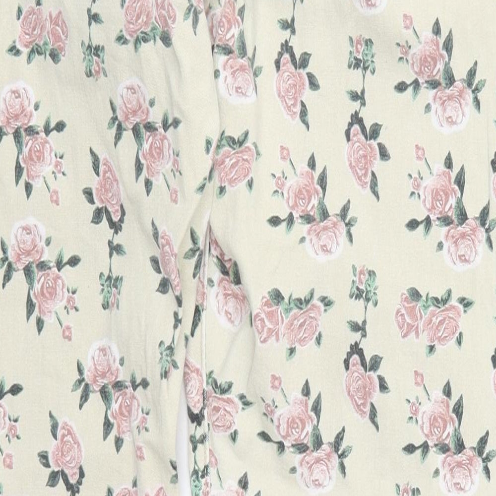 B You Womens Beige Floral Cotton Skinny Jeans Size 14 L28 in Regular Button