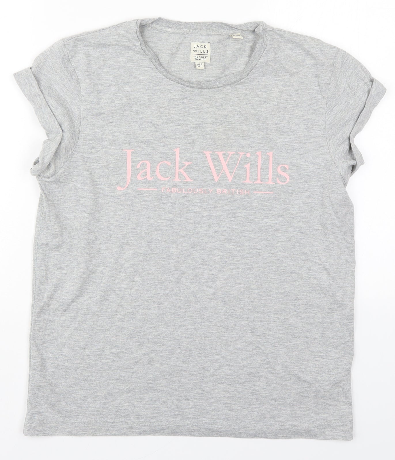 Womens UK Size 8 Jack Wills Grey Basic T-Shirt