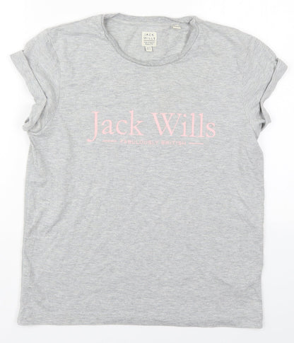 Womens UK Size 8 Jack Wills Grey Basic T-Shirt