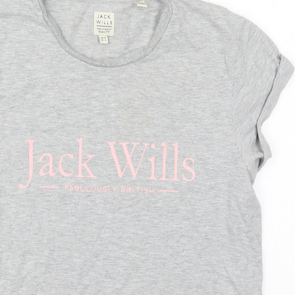 Womens UK Size 8 Jack Wills Grey Basic T-Shirt
