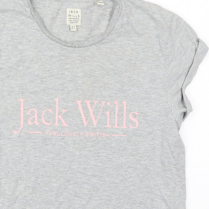 Womens UK Size 8 Jack Wills Grey Basic T-Shirt