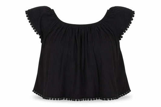 Front view of Atmosphere women’s black viscose basic t-shirt, size UK 6, round neck