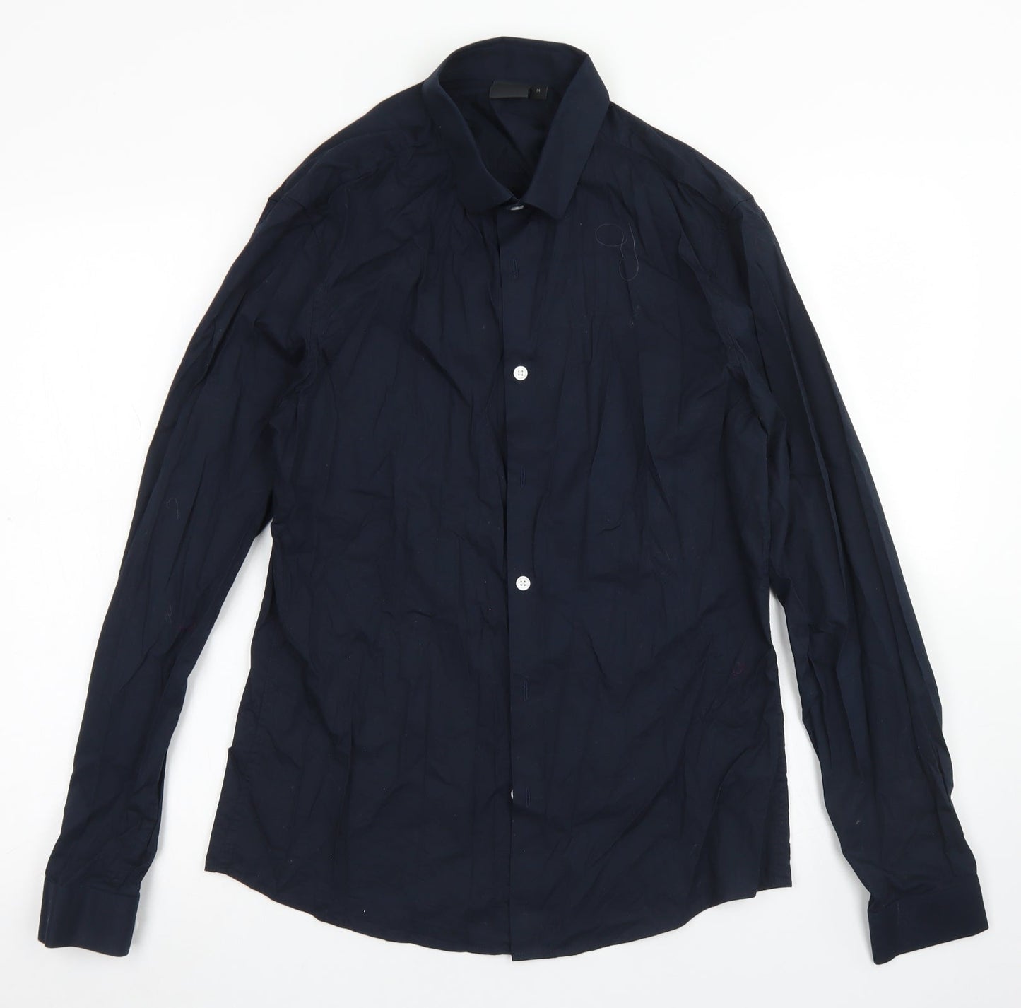 ASOS Mens Blue  Cotton  Button-Up Size M Collared Button