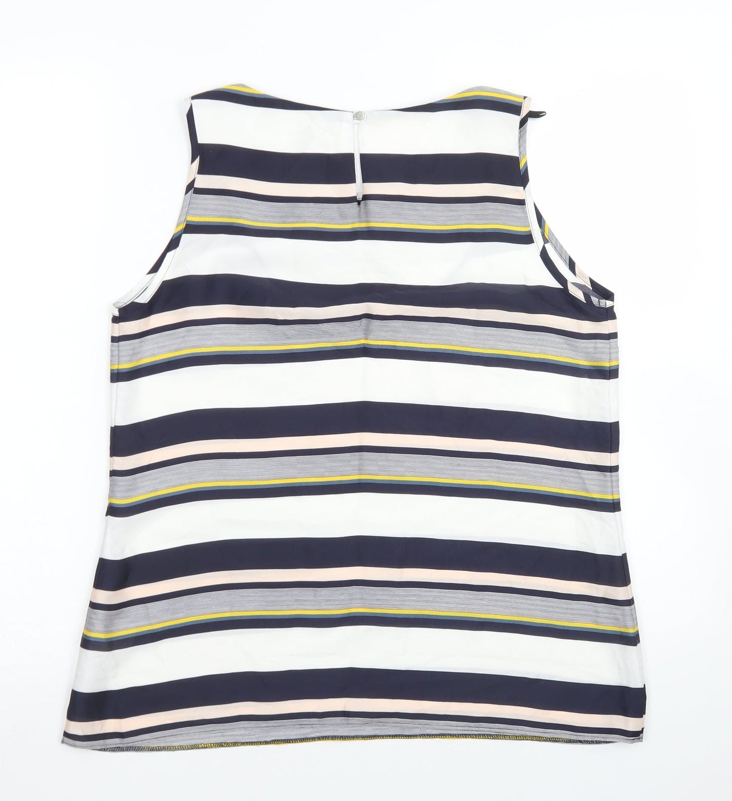 Paraphrase Womens Blue Striped Polyester Basic Blouse Size 12 Round Neck