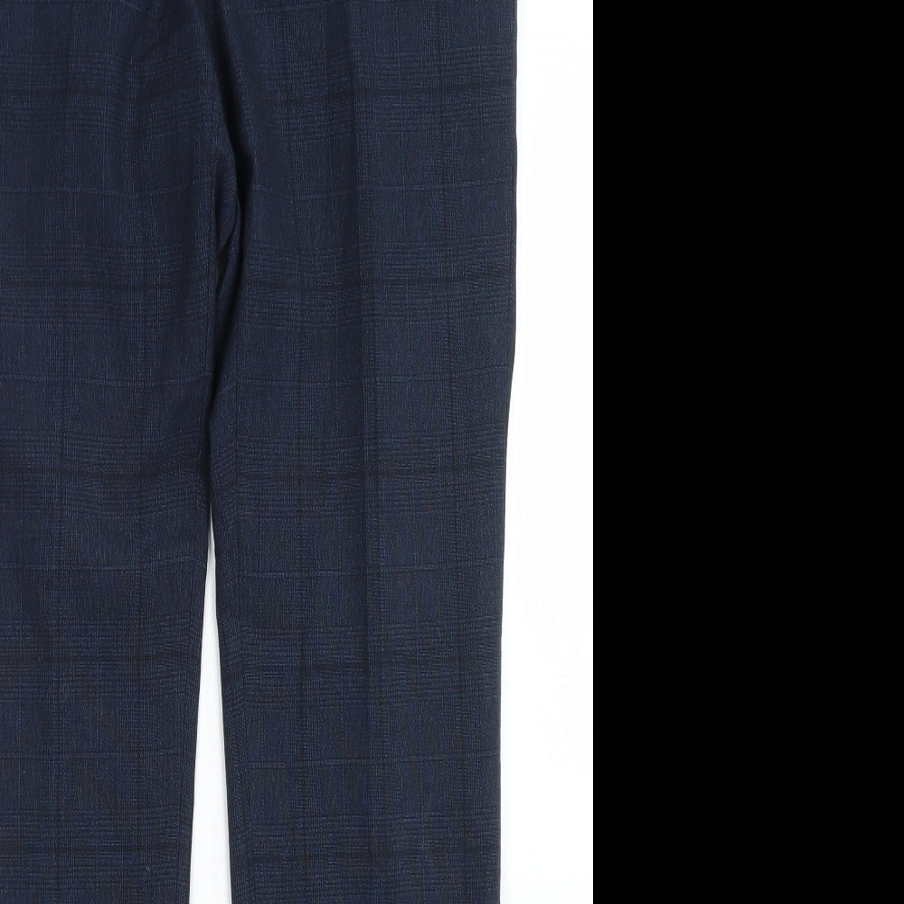 NEXT Mens Blue Plaid Polyester Dress Pants Trousers Size 30 in L31 in Regular Button