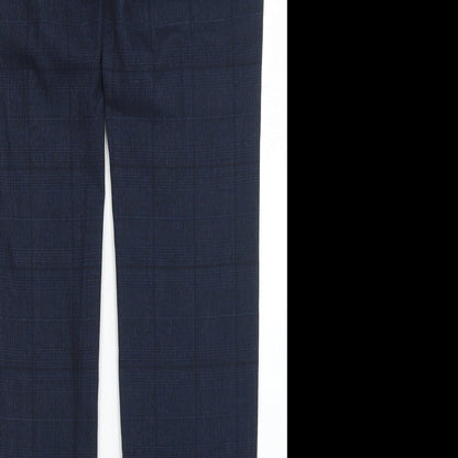 NEXT Mens Blue Plaid Polyester Dress Pants Trousers Size 30 in L31 in Regular Button