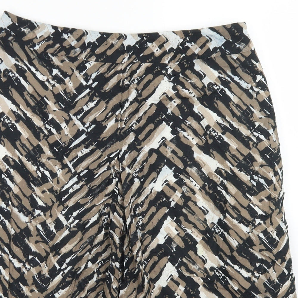 Marks & SPencer Womens Brown Geometric Cotton A-Line Skirt Size 8   Zip