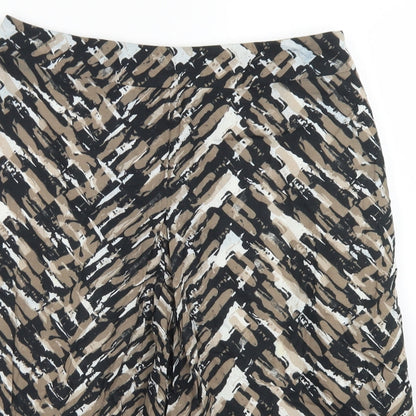 Marks & SPencer Womens Brown Geometric Cotton A-Line Skirt Size 8   Zip