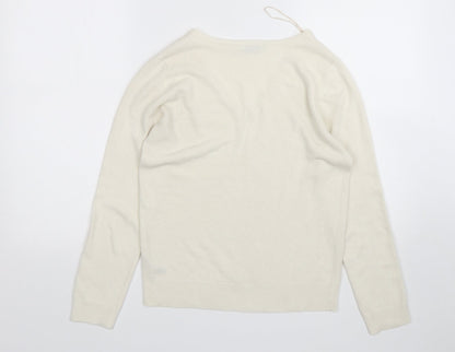 BHS Womens Beige V-Neck  Acrylic Pullover Jumper Size 10