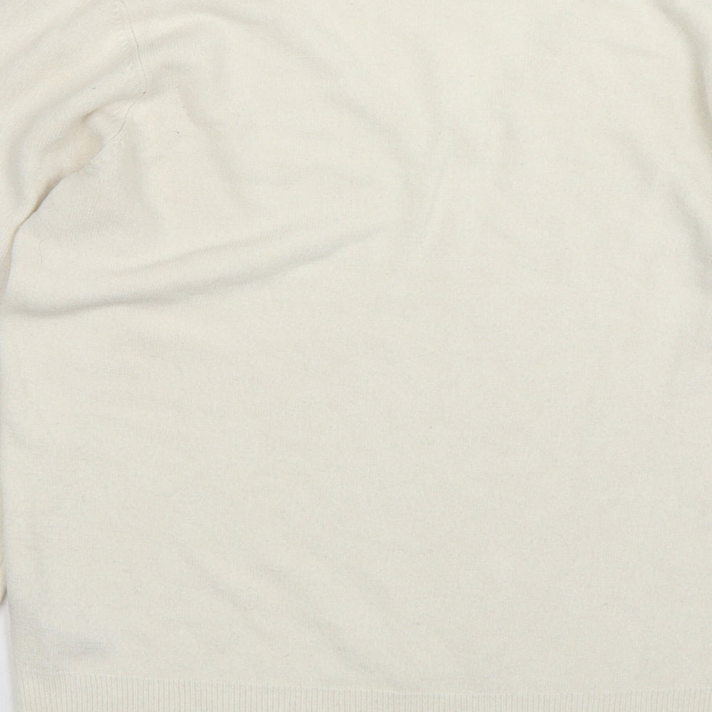 BHS Womens Beige V-Neck  Acrylic Pullover Jumper Size 10