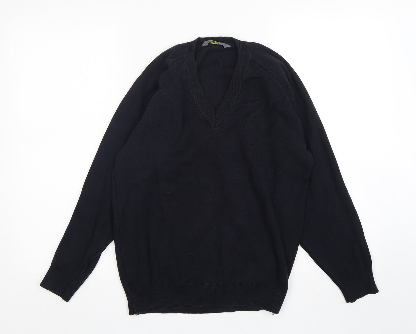 Migicfit Womens Blue V-Neck  Cotton Pullover Jumper Size 6