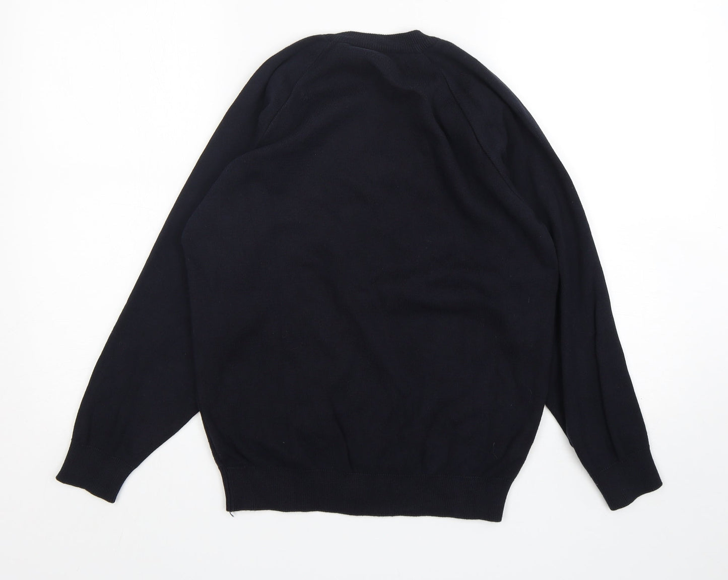 Migicfit Womens Blue V-Neck  Cotton Pullover Jumper Size 6