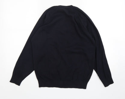 Migicfit Womens Blue V-Neck  Cotton Pullover Jumper Size 6