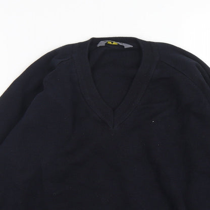 Migicfit Womens Blue V-Neck  Cotton Pullover Jumper Size 6