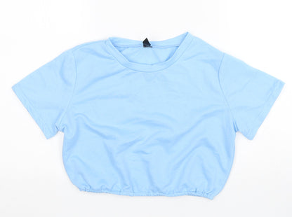 Shein  Girls Blue  Polyester Cropped T-Shirt Size S Round Neck