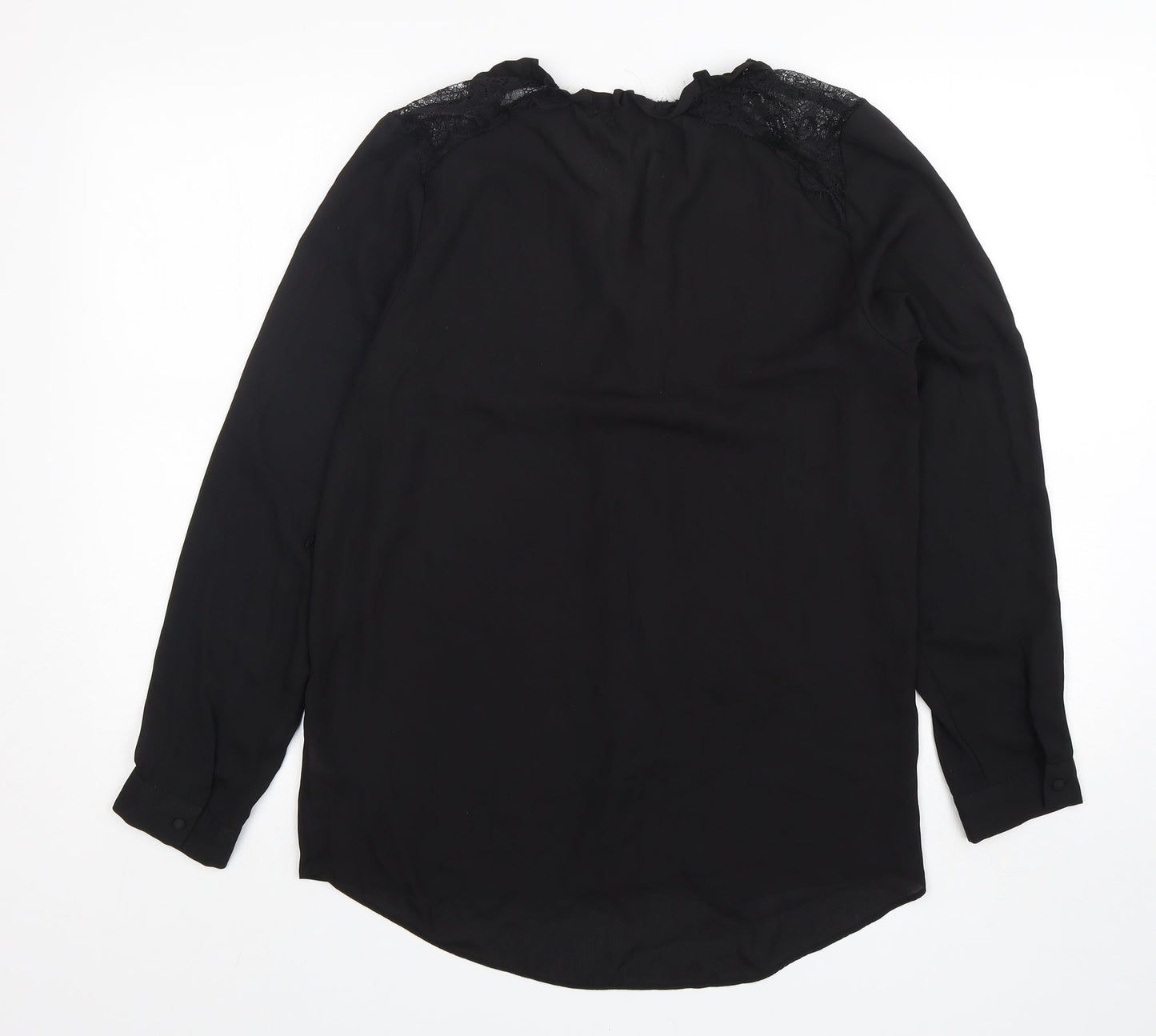 Primark Womens Black  Polyester Basic Button-Up Size 12 V-Neck