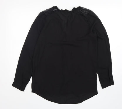 Primark Womens Black  Polyester Basic Button-Up Size 12 V-Neck