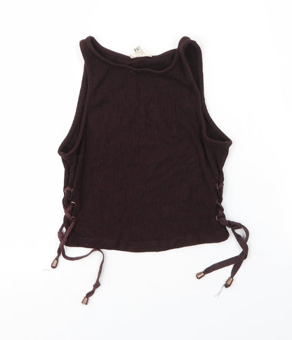 River Island Girls Brown  Viscose Basic Tank Size 10 Years Round Neck