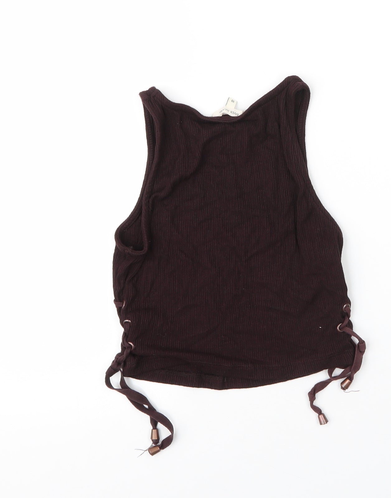 River Island Girls Brown  Viscose Basic Tank Size 10 Years Round Neck