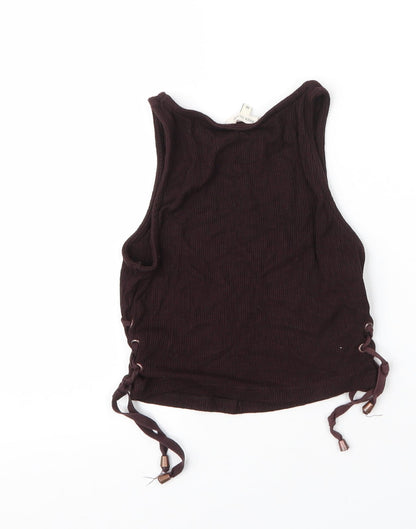 River Island Girls Brown  Viscose Basic Tank Size 10 Years Round Neck