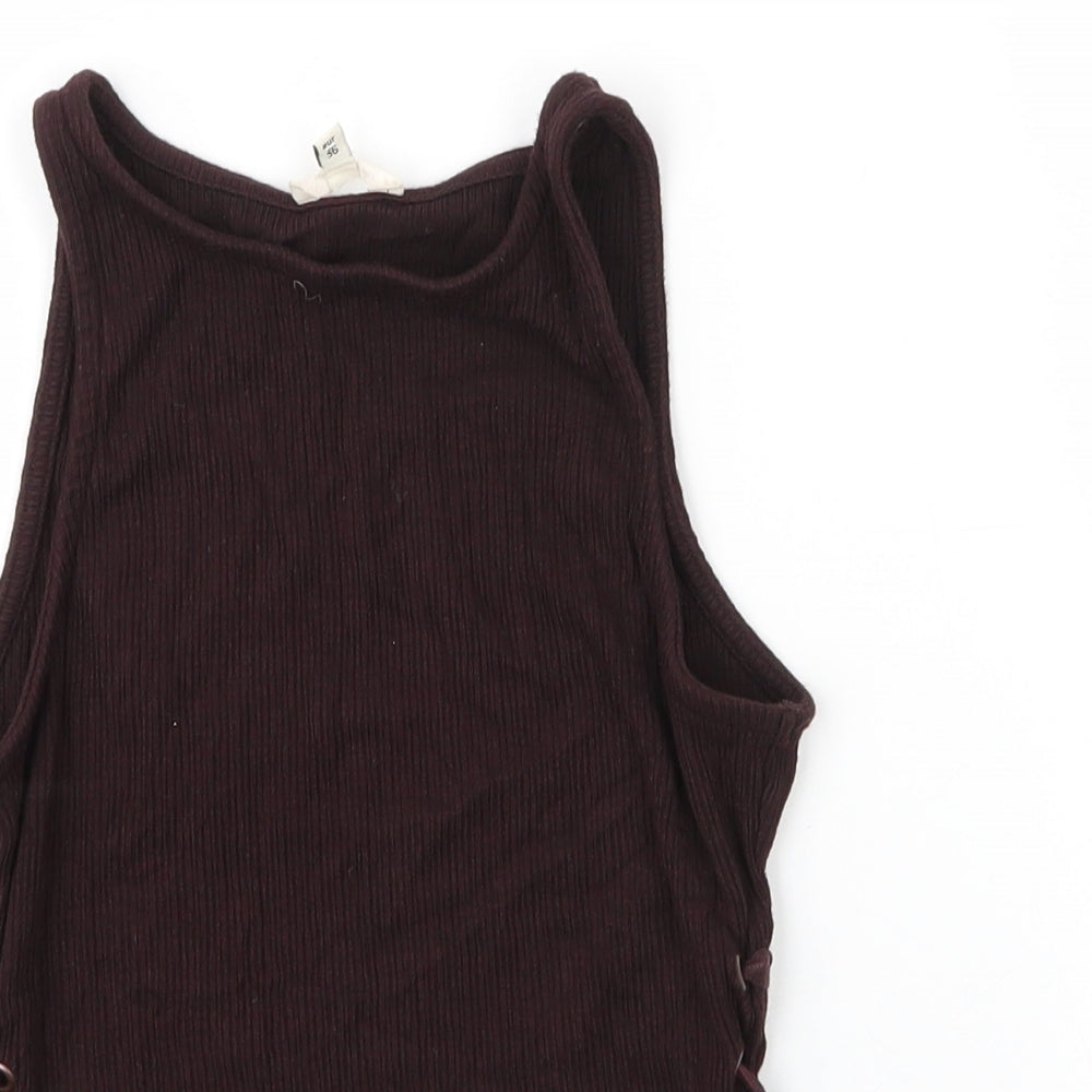 River Island Girls Brown  Viscose Basic Tank Size 10 Years Round Neck