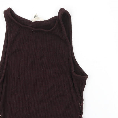 River Island Girls Brown  Viscose Basic Tank Size 10 Years Round Neck