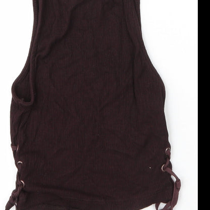 River Island Girls Brown  Viscose Basic Tank Size 10 Years Round Neck