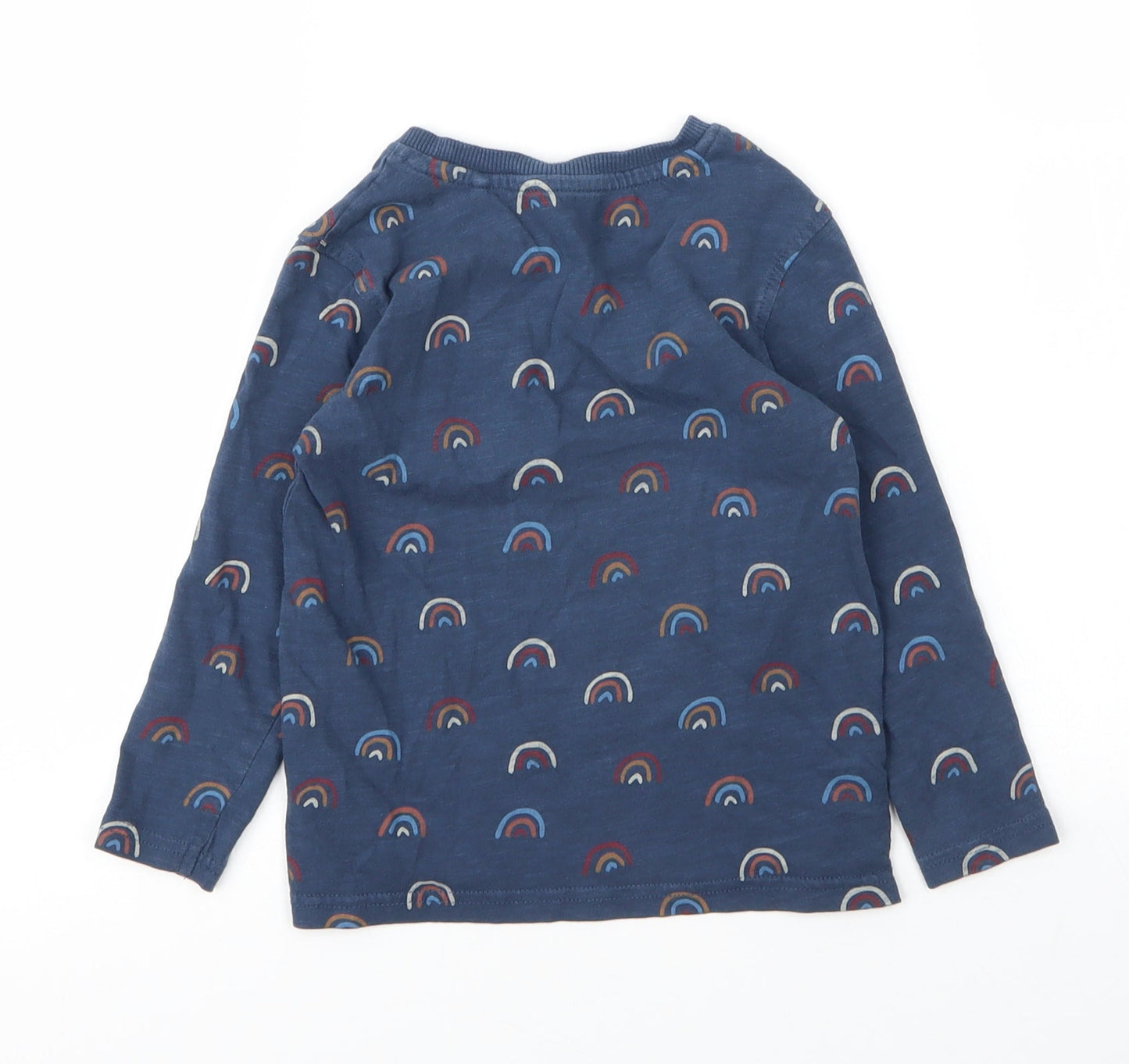 George Boys Blue  Cotton Basic T-Shirt Size 2 Years Round Neck  - Rainbow