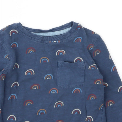 George Boys Blue  Cotton Basic T-Shirt Size 2 Years Round Neck  - Rainbow