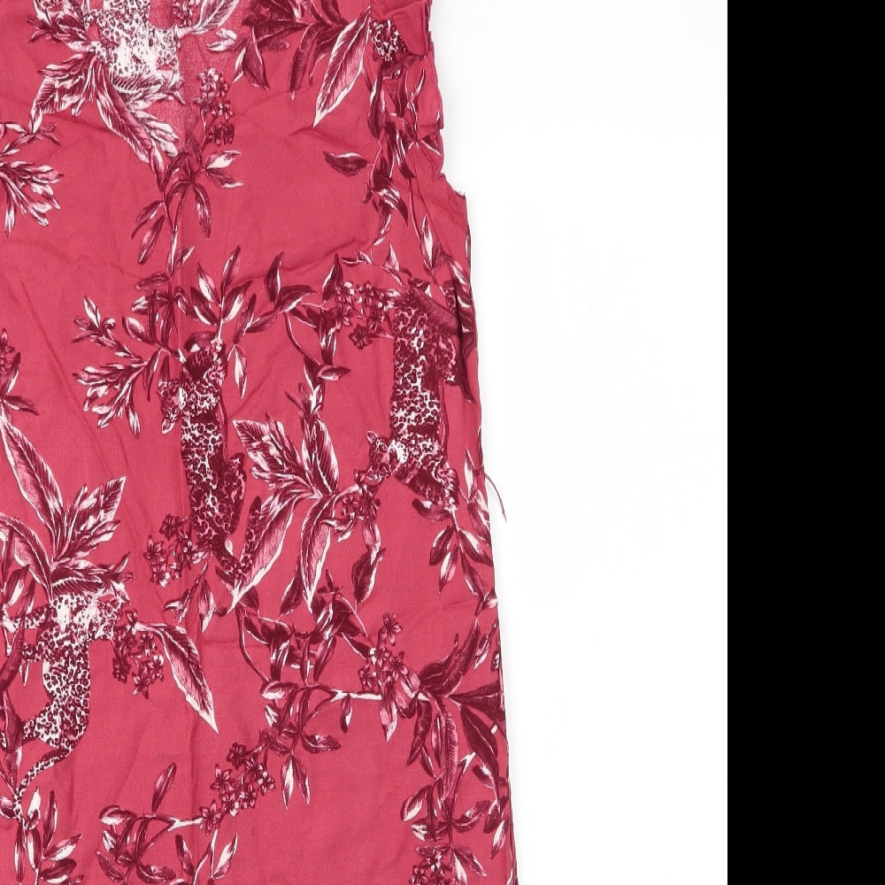 Debenhams Womens Pink Floral Viscose Shift  Size 10  V-Neck