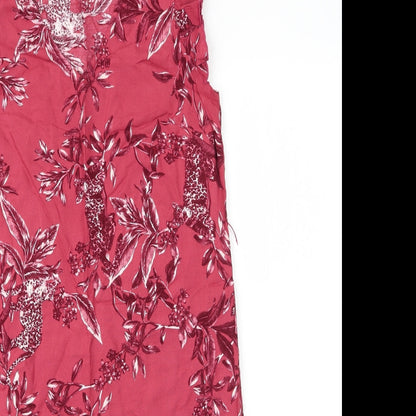 Debenhams Womens Pink Floral Viscose Shift  Size 10  V-Neck