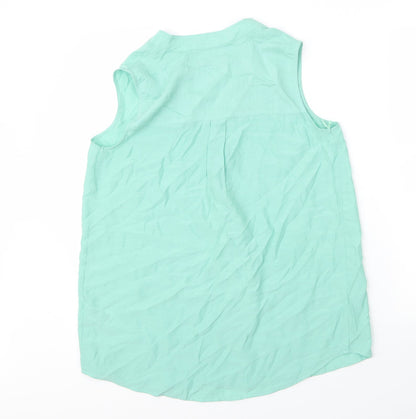 M&S Womens Green  Viscose Basic Blouse Size 10 V-Neck