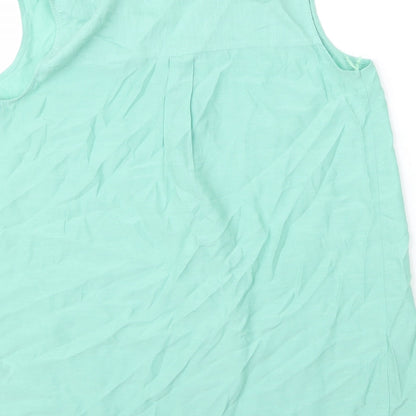 M&S Womens Green  Viscose Basic Blouse Size 10 V-Neck
