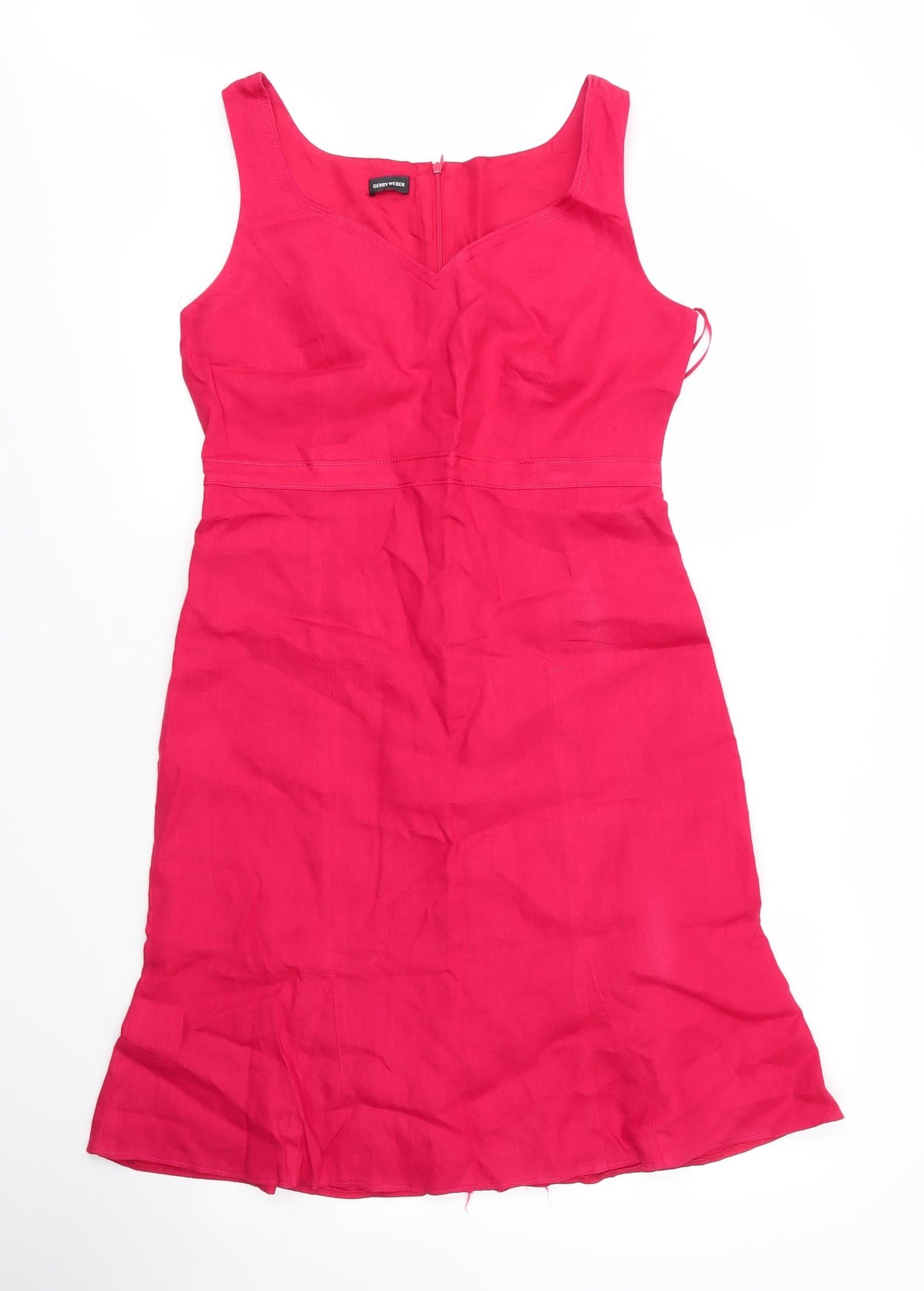 Gerry Weber Womens Red  Linen A-Line  Size 12  Sweetheart Zip