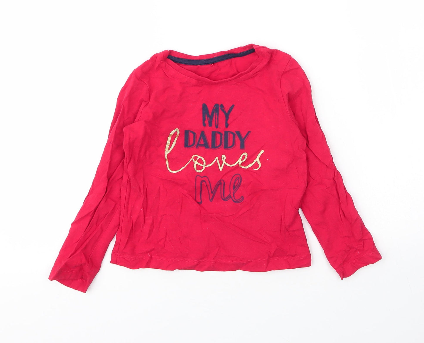 George Boys Red  Cotton Basic T-Shirt Size 4 Years Round Neck