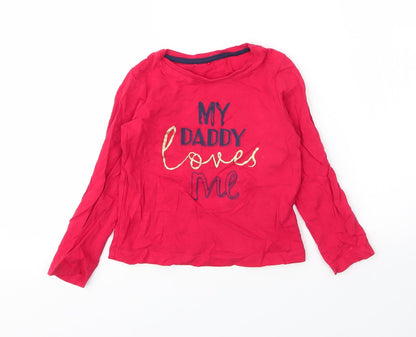 George Boys Red  Cotton Basic T-Shirt Size 4 Years Round Neck