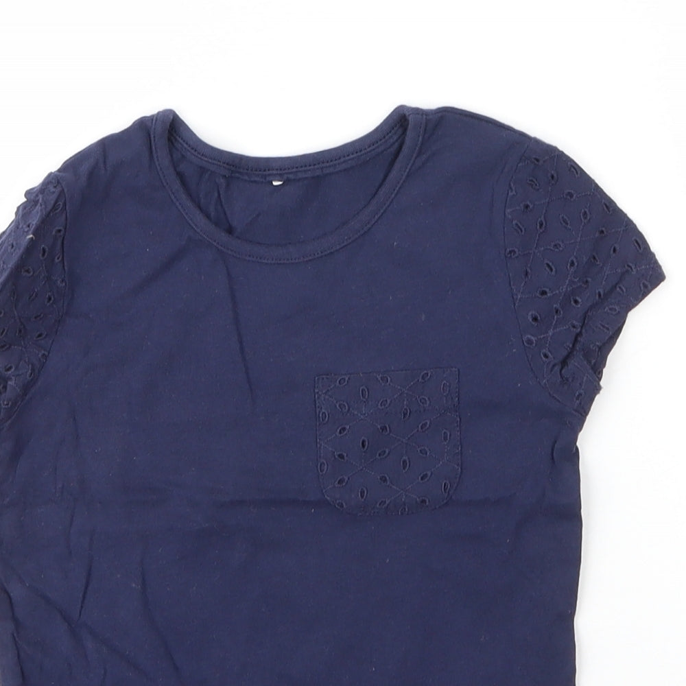 George Girls Blue  Cotton Basic T-Shirt Size 4 Years Round Neck