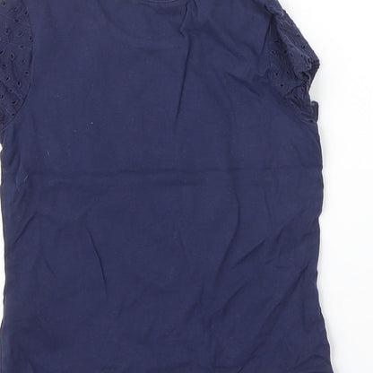 George Girls Blue  Cotton Basic T-Shirt Size 4 Years Round Neck