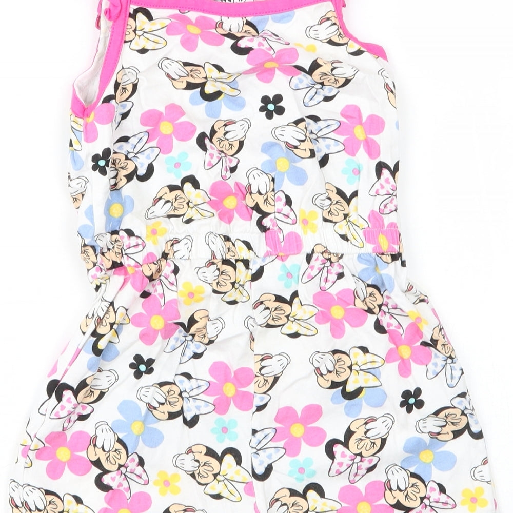 George Girls Pink Floral Cotton Romper One-Piece Size 3 Years   - Disney, Minnie Mouse