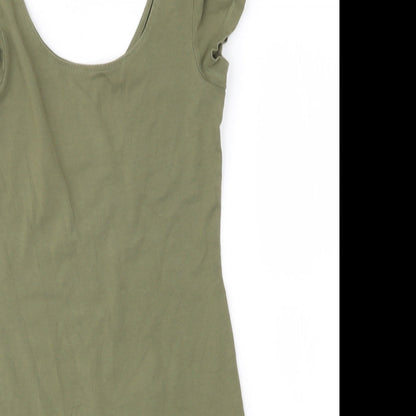 AJC Womens Green  Cotton Tank Dress  Size 6  Round Neck