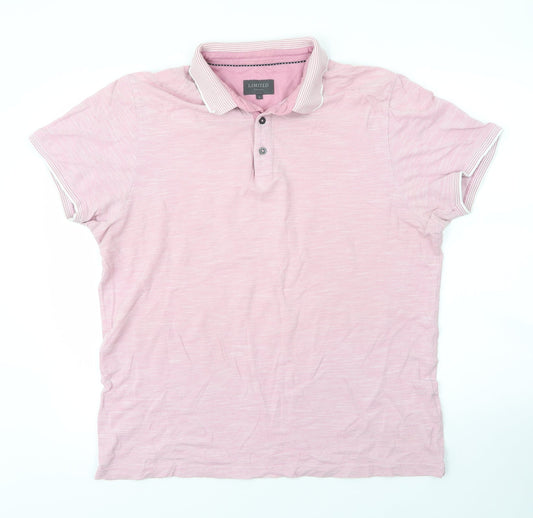 M&S Mens Purple  Cotton  Polo Size L Collared Button