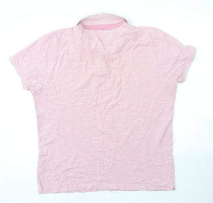 M&S Mens Purple  Cotton  Polo Size L Collared Button